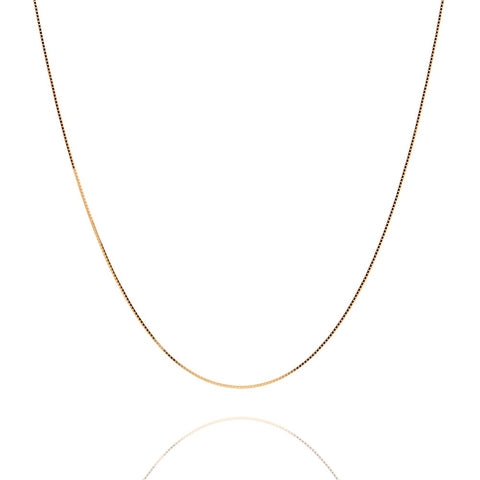 925 Sterling Silver Box Chain Necklace- 18 Karat Gold Over Women Jewelry Accessories w/ Spring Clasp, 0.8mm Wide, 16"-30" Long