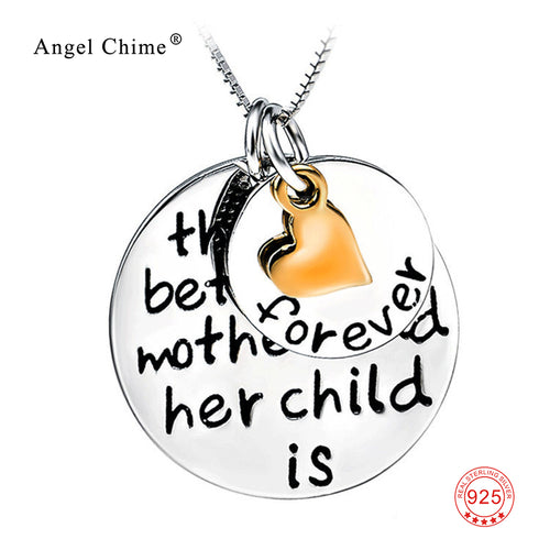 925 Sterling Silver Charm Statement Necklace Mother Child Love Jewelry Collar Necklace Fashion Jewelry For Women GNX0330