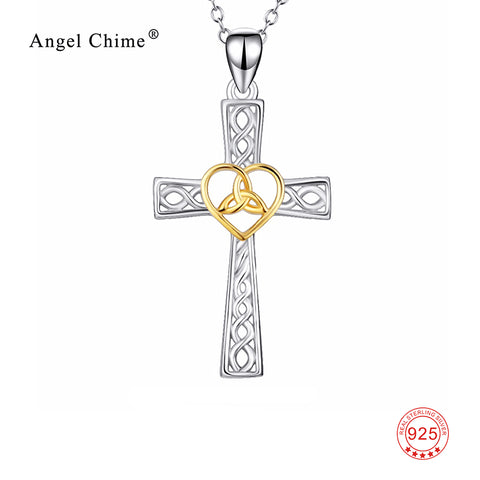 925 Sterling Silver Cross Necklace Love Heart & Knot Pendants Necklaces New Style Jewelry For Women