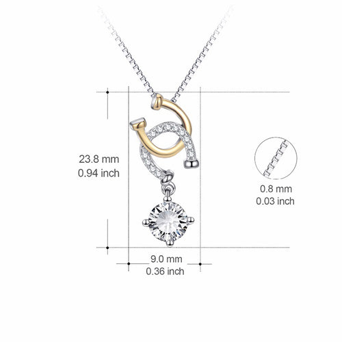 925 Sterling Silver Horse Hoof AAA Cubic Zirconia Necklace Horseshoe Pendants Necklaces Fine Jewelry For Women