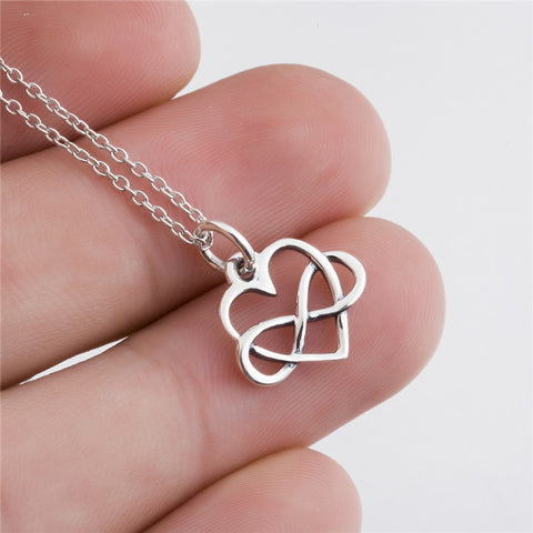 925 Sterling Silver Infinity Heart Pendant Necklace Fashion Jewelry Valentine's Gifts For Women