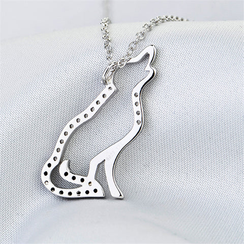 925 Sterling Silver Necklace Black White Cubic Zirconia Wolf Necklaces & Pendants Men and Women Jewelry GNX0004