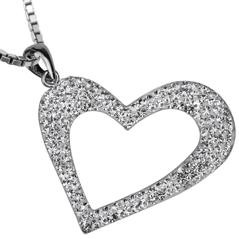 925 sterling silver heart necklace pendant W chain crystal fashion jewelry valentine day gift for her women girlfriend dropship