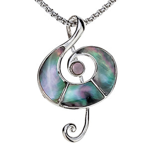 Abalone shell music note necklace pendant W stainless steel chain jewelry birthday gifts for women her wife girlfriend I031