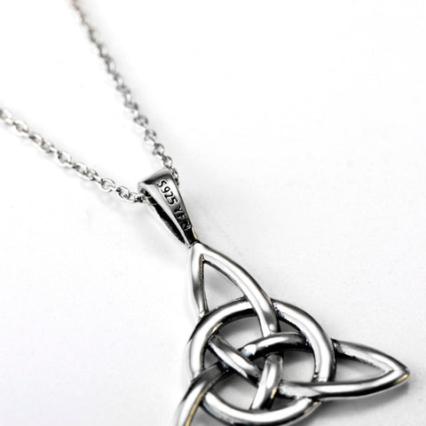 Antique Silver Luck Knot Pendant Necklace  925 Sterling Silver Statement Collier Necklace Fashion Jewelry Gift For Women