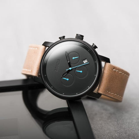 BAOGELA Chronograph Casual Watch Men Luxury Brand Quartz Sport Watch Genuine Leather Mens Wristwatch 1705