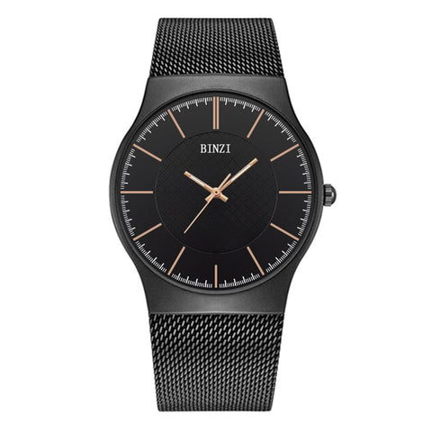 BINZI Fashion Mens Watches Top Brand Luxury Quartz Watch Men Casual Slim Mesh Steel Waterproof Sport Watch Relogio Masculino