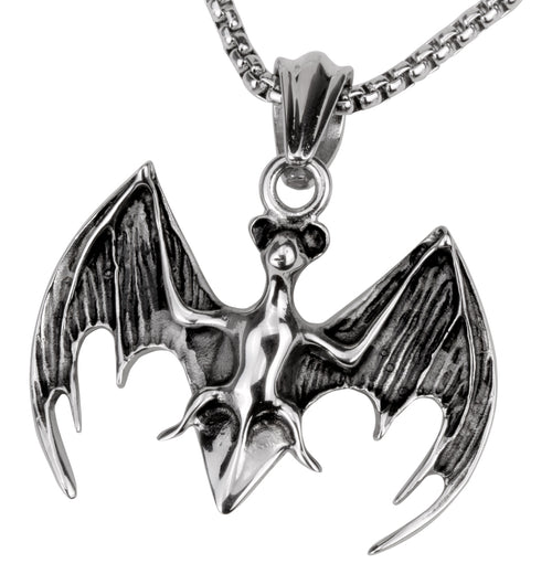 Bat necklace for men women girls kids 316L stainless steel pendant W/ chain GN108 halloween jewelry gift wholesale dropship