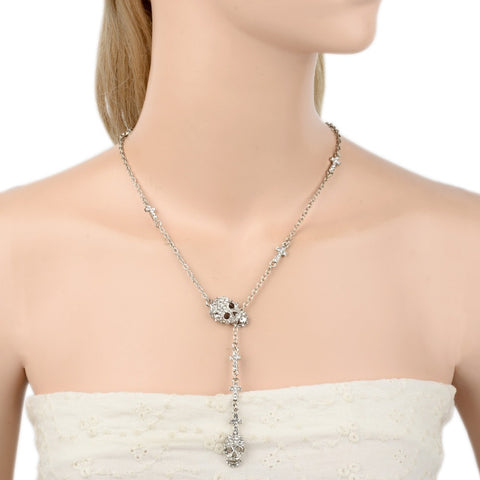 Bella Fashion Multi Cross Skull Bone Skeleton Pendant Necklace Austrian Crystal Rhinestone Necklace For Halloween Party