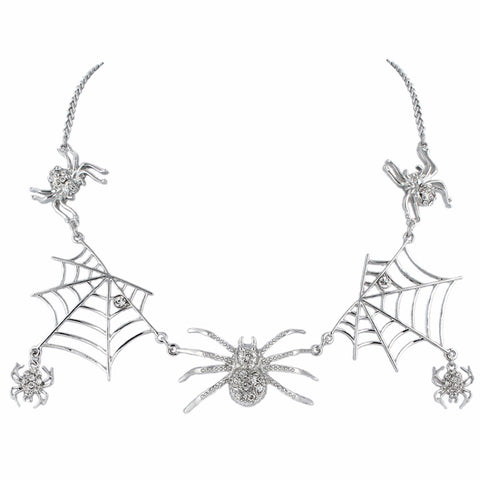 Bella Fashion Spiderweb Spiders Choker Necklace Austrian Crystal Rhinestone Animal Necklace For Women Party Jewelry Halloween