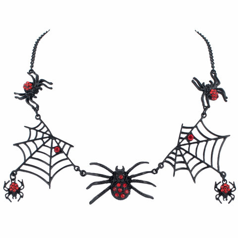 Bella Fashion Spiderweb Spiders Choker Necklace Austrian Crystal Rhinestone Animal Necklace For Women Party Jewelry Halloween