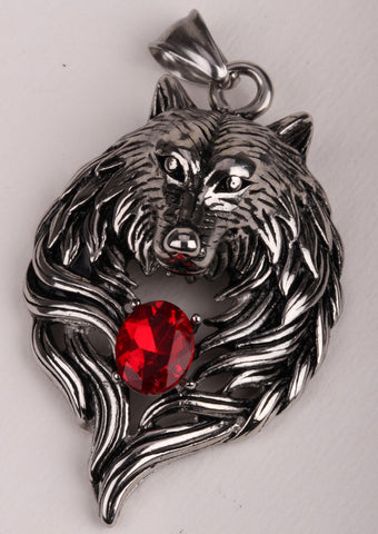 Big wolf stainless steel men necklace 316L pendant W chain biker heavy jewelry animal charm wholesale dropshipping GN41