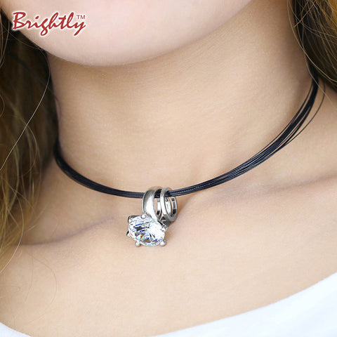 Brightly Choker Necklaces Black Multi-Rope Chain Statement Collar Necklaces for Women Valentine's Day Gifts