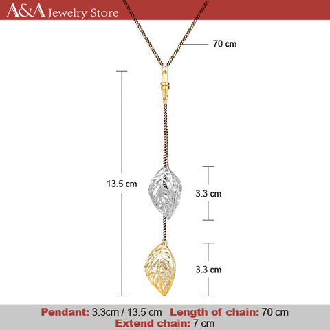 Brightly Elegant OL Elegant Style Vintage Long Necklaces Hollow Double Leaf Pendants Necklace for Women Accessories Love Gifts