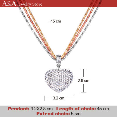 Brightly Hot Sales Love Heart Pendant Necklaces Triple Popcorn Chain Necklaces for Women Valentine's Day Gift