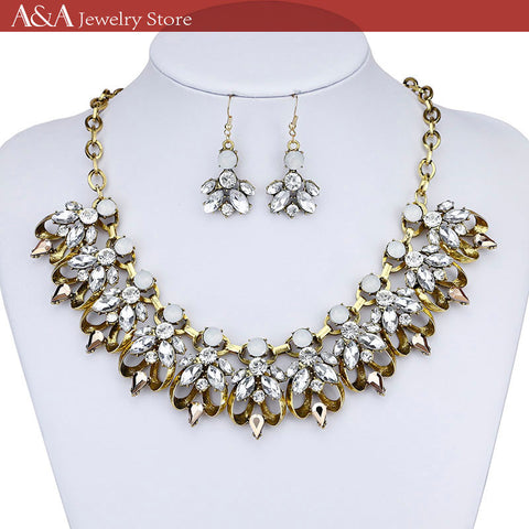 Brightly Hot Sales Maxi Statement Collar Necklaces Luxury Crystal Rhinestones Pendants Necklaces for Women Wedding Dress