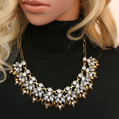 Brightly Hot Sales Maxi Statement Collar Necklaces Luxury Crystal Rhinestones Pendants Necklaces for Women Wedding Dress