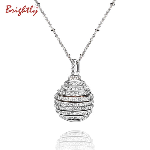Brightly Luxury Long Necklace Dazzling Sphere Rotatable Pendant Necklace For Women OL Style Dropshipping