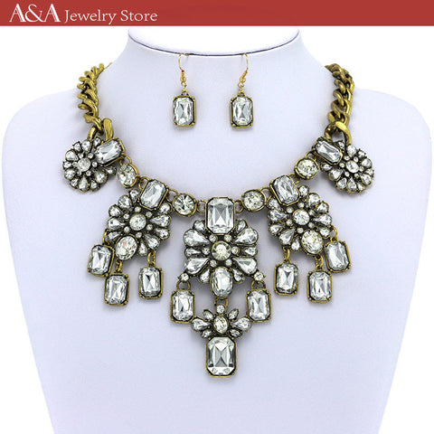 Brightly Luxury Maxi Statement Necklaces Luxury Rhinestones Pendants Necklaces for Women Wedding Party Dress