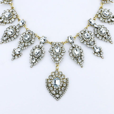 Brightly Luxury Pendant Necklaces with Water Drop Rhinestones Maxi Statement Necklaces For Women Wedding Party Dress