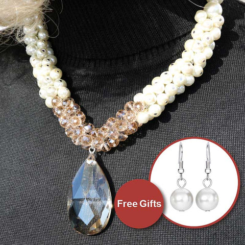 Brightly Luxury Simulated Pearl Necklaces Water Drop Pendants Necklace for Women Wedding Party Dropshipping