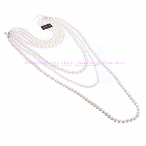 Charm Women Statement Bib Pendant Chain Choker Necklace Pearl Jewelry