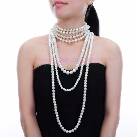 Charm Women Statement Bib Pendant Chain Choker Necklace Pearl Jewelry