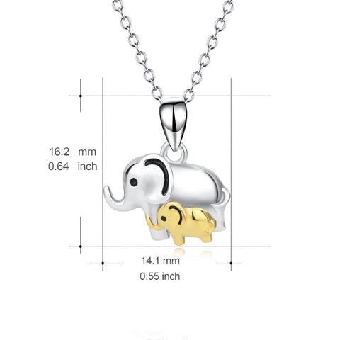 Cute Mom And Child Lucky Elephant Pendant Pure 925 Sterling Silver Mother Loves Charm Statement Necklaces For Mother's Day Gift