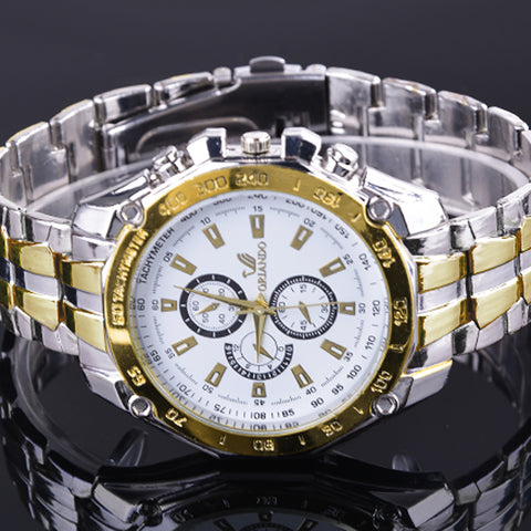 FANALA Men's Quartz Watch Stainless Steel Luxury Analog Quartz Wrist Watch(Multicolor=3pcs,black,gold,white)
