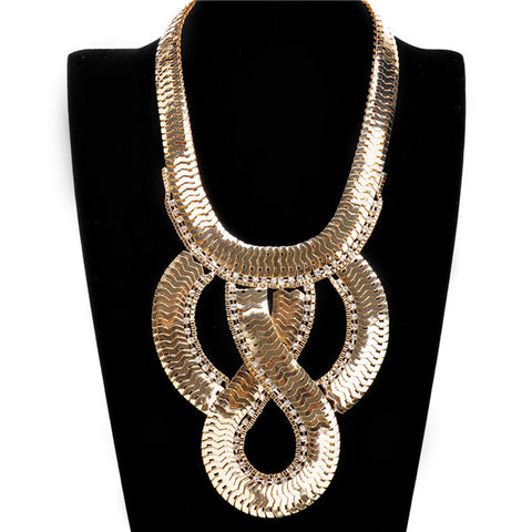 Fashion Costume Jewelry Attractive Sparkling Golden Color Alloy Necklace for Women