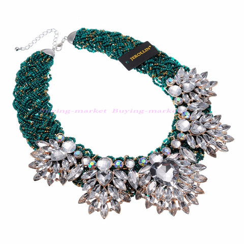 Fashion Handmade Acrylic Resin Bead Chain Pendant Choker Statement Bib Necklace