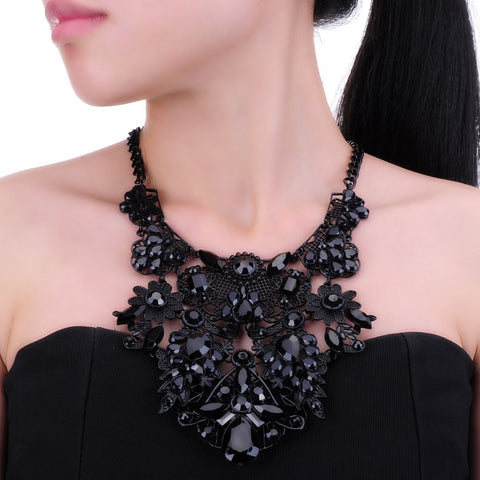 Fashion Jewelry Chain Black Acrylic Collar Choker Statement Bib Pendant Necklace