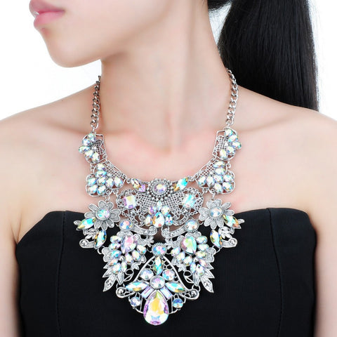 Fashion Jewelry Chain Black Acrylic Collar Choker Statement Bib Pendant Necklace