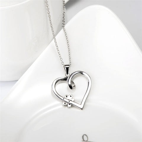 Fashion Necklace 925 Sterling Silver Heart Pendants Necklaces With Black CZ Dog Paw Fashion Jewelry Gifts For Women GNX10879