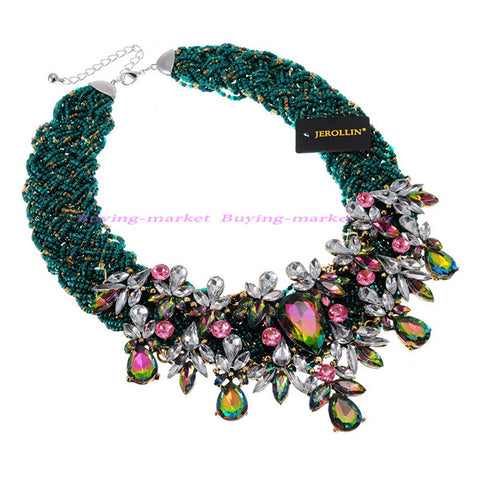 Fashion Resin Beed Acrylic Jewelry Chian Handmade Choker Statement Bib Necklace