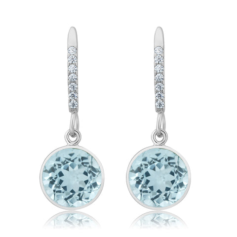 GemStoneKing Amazing 5.00 Ct Natural Blue Topaz Dangle Earrings For Women 925 Sterling Silver Fashion Luxury Engagement Jewelry