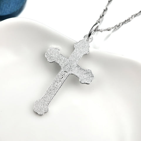 Genuine 925 Sterling Silver Cross Necklace Fashion Jewelry Necklaces & Pendants For Women or Men Collier GND0149X