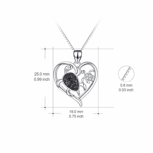 Genuine 925 Sterling Silver Love Heart Necklace Turtle Mother & Child Pendants Necklaces Fashion Jewelry For Women