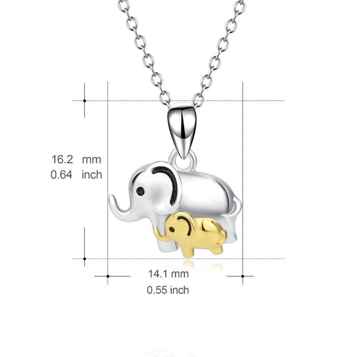 Genuine 925 Sterling Silver Lucky Elephant Mom & Child Mother Love Pendants Necklaces Fashion Jewelry Gift For Women