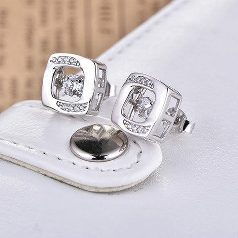 Heart By Heart Real 925 Sterling Silver Stud Earrings for Women with Dancing Gemstone Topaz Costume Wholesale Jewelry Earrings