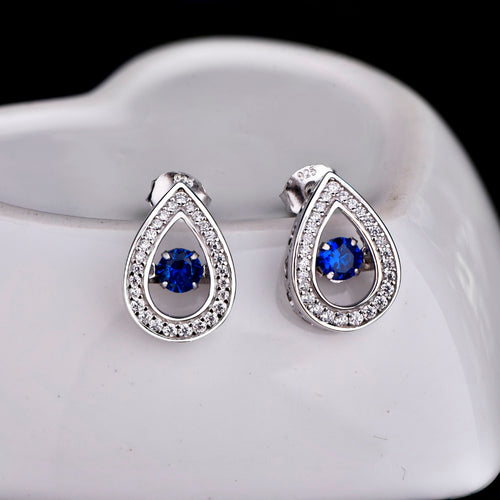 Heart By Heart Silver Earrings for Women White Topaz Blue Spinel Gemstone Fine Jewelry Real Sterling Silver Dancing Earrings