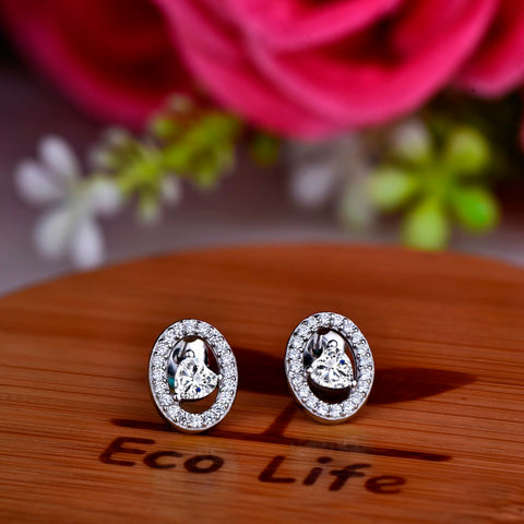 Heart By Heart Sterling 925 Silver Stud Earrings Jewelry Egg Shape Earrings for Women White Gold Jewelry Natural Topaz Earrings