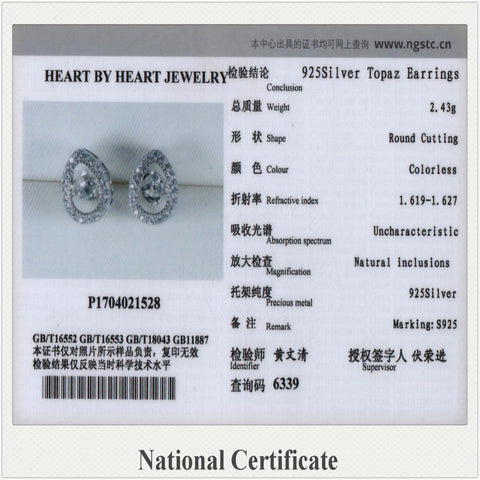Heart By Heart Stud Earrings Jewelry for Women Wedding Dancing Gemstone Topaz Real Love Silver Gift Luxury Fine Jewelry