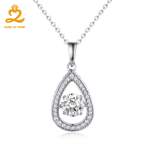 Heart By Heart Womens Necklace Dancing Topaz Gemstone 925 Sterling Silver Long Necklace Jewelry Crystal Water Drop Pendant