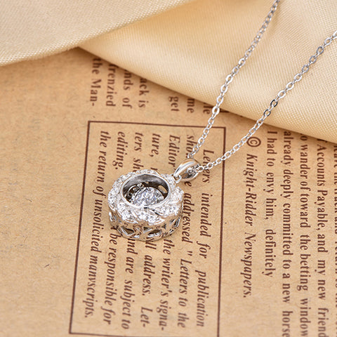 Heart by Heart Flower Pendant Necklace Silver for Women Girls Dancing Topaz Gemstone Gift 925 Silver Jewelry Chain Fine Necklace