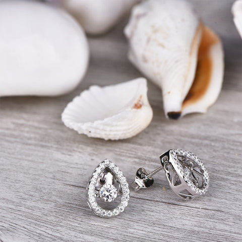 HeartByHeart Dancing Topaz Stud Earrings Shape Gemstone Women Body Accessories Jewelry Light Earring Silver Pave Setting Earring