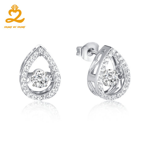 HeartByHeart Dancing Topaz Stud Earrings Shape Gemstone Women Body Accessories Jewelry Light Earring Silver Pave Setting Earring