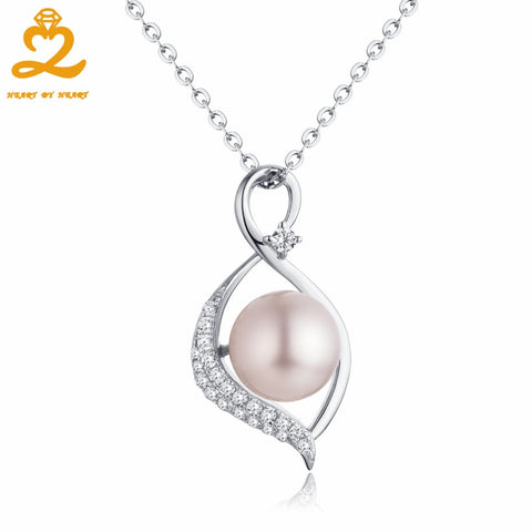 HeartByHeart Necklace 9mm Big Pearl Pendant Long Necklace Chain Silver Women Freshwater Mothers Day Gift for Mom Fine Jewelry