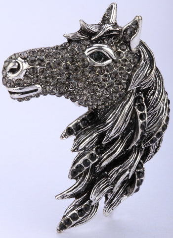 Horse brooch pin pendant for women girls crystal jewelry animal charm antique gold silver color BA17 wholesale dropshipping