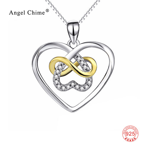 Infinity Love Heart Crystal Charm 925 Sterling Silver Pendant Statement Pendants Necklaces Collier Fashion Jewelry For Women